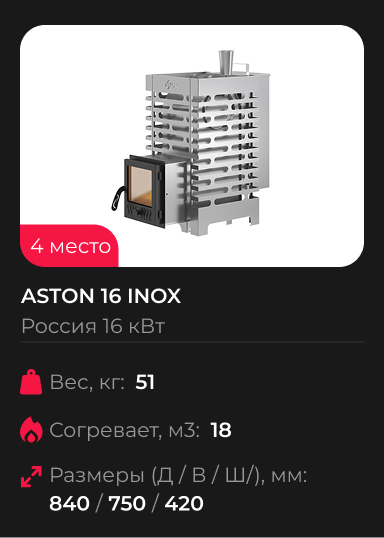 Печь для бани ASTON 16 INOX
