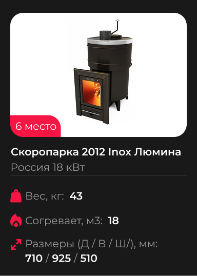 банная паровая печь Скоропарка 2012 Inox Люмина