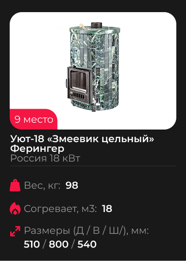 Печь Уют-18 Змеевик цельный Ферингер для бани в облицовке