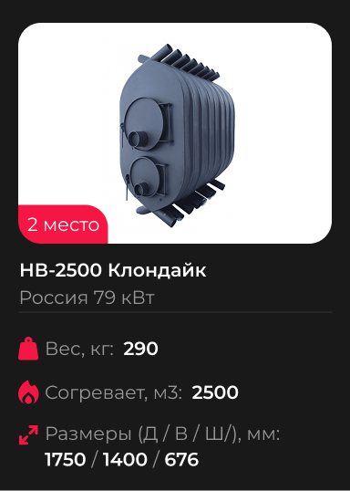 Печь отопительная НВ-2500 Клондайк