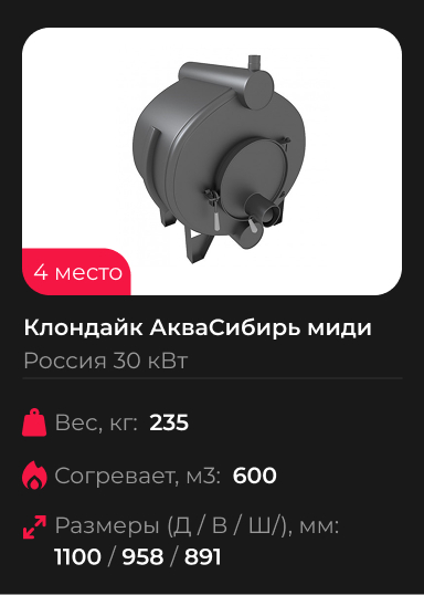 Печь Клондайк АкваСибирь миди