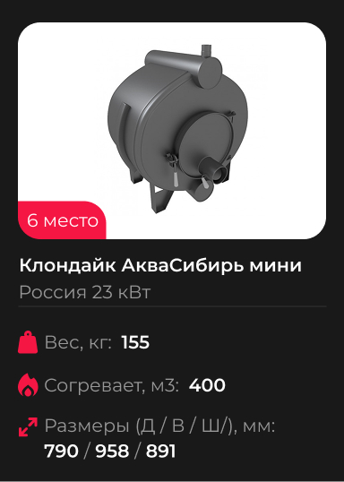 Печь Клондайк АкваСибирь мини