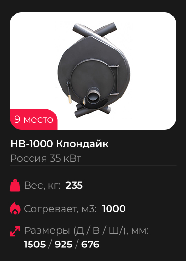 Печь отопительная НВ-1000 Клондайк