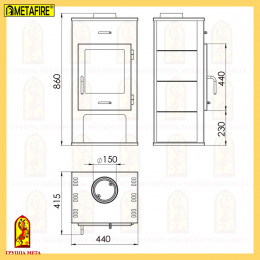 Стальная печь-камин Нарва 6М (аот-6-04) Мета