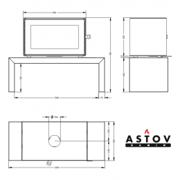 Печь-камин КУБ 800 на подиуме АСТОВ (Astov)