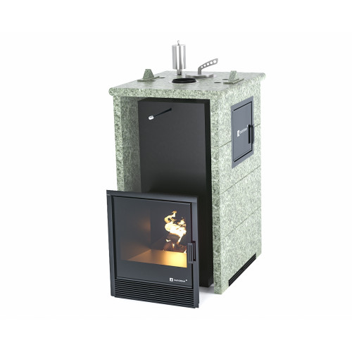 Печь для бани «Сочи-М2» в трехстороннем кожухе из жадеита ИзиСтим